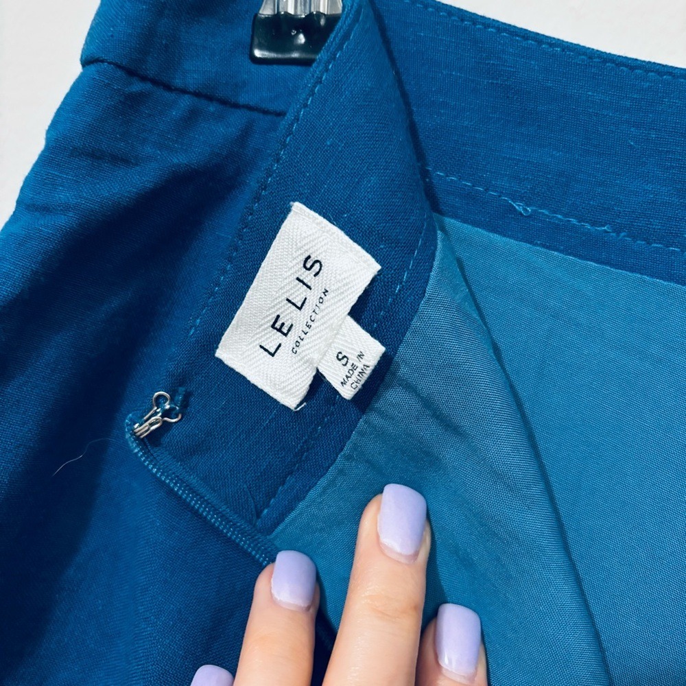 Le Lis Blue High Waist Linen Shorts Lightweight Design‎ Linen Blend - Picture 4 of 7